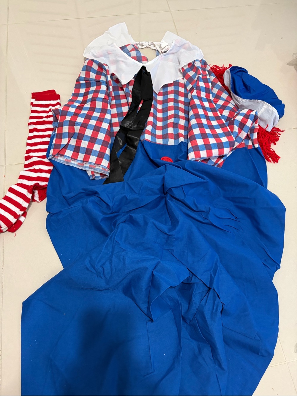 Adult Rag Doll “Raggedy Andy” Costume with striped socks